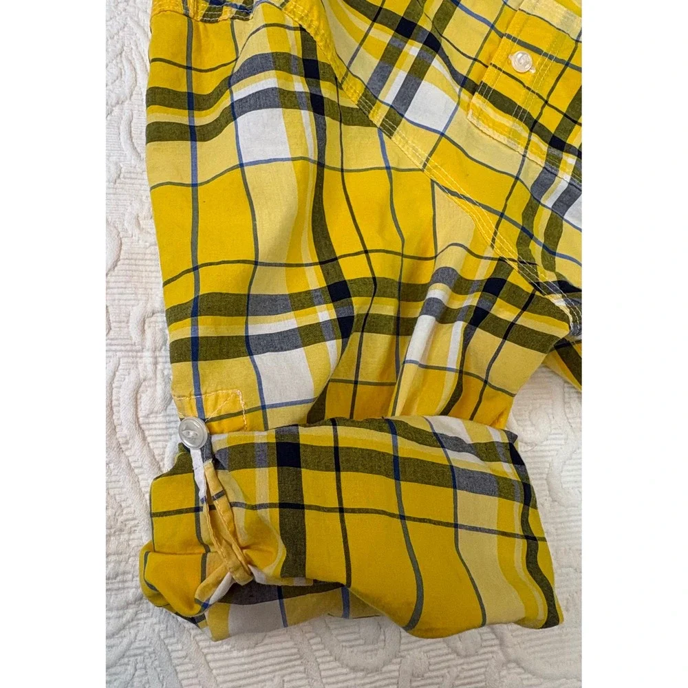 Lauren Ralph Lauren Kids Youth Yellow Blue White Plaid Long Sleeve‎ Shirt Size L